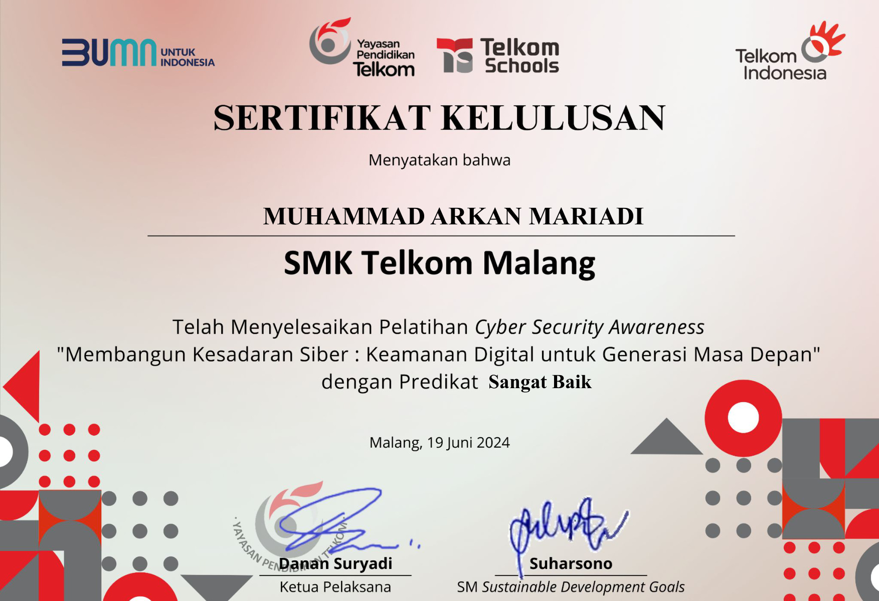 Cyber Security Awareness Training — Passed with Distinction